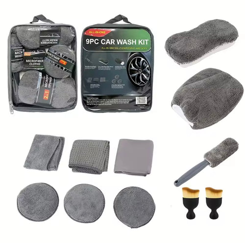 Kit de nettoyage de voiture (microfibre, brosse, etc…)